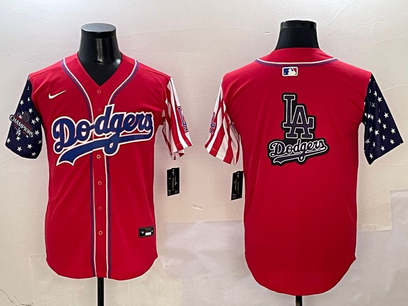 Men Los Angeles Dodgers Blank Red a generation of national flags Joint name 2025 Nike MLB Jersey style 26->los angeles dodgers->MLB Jersey
